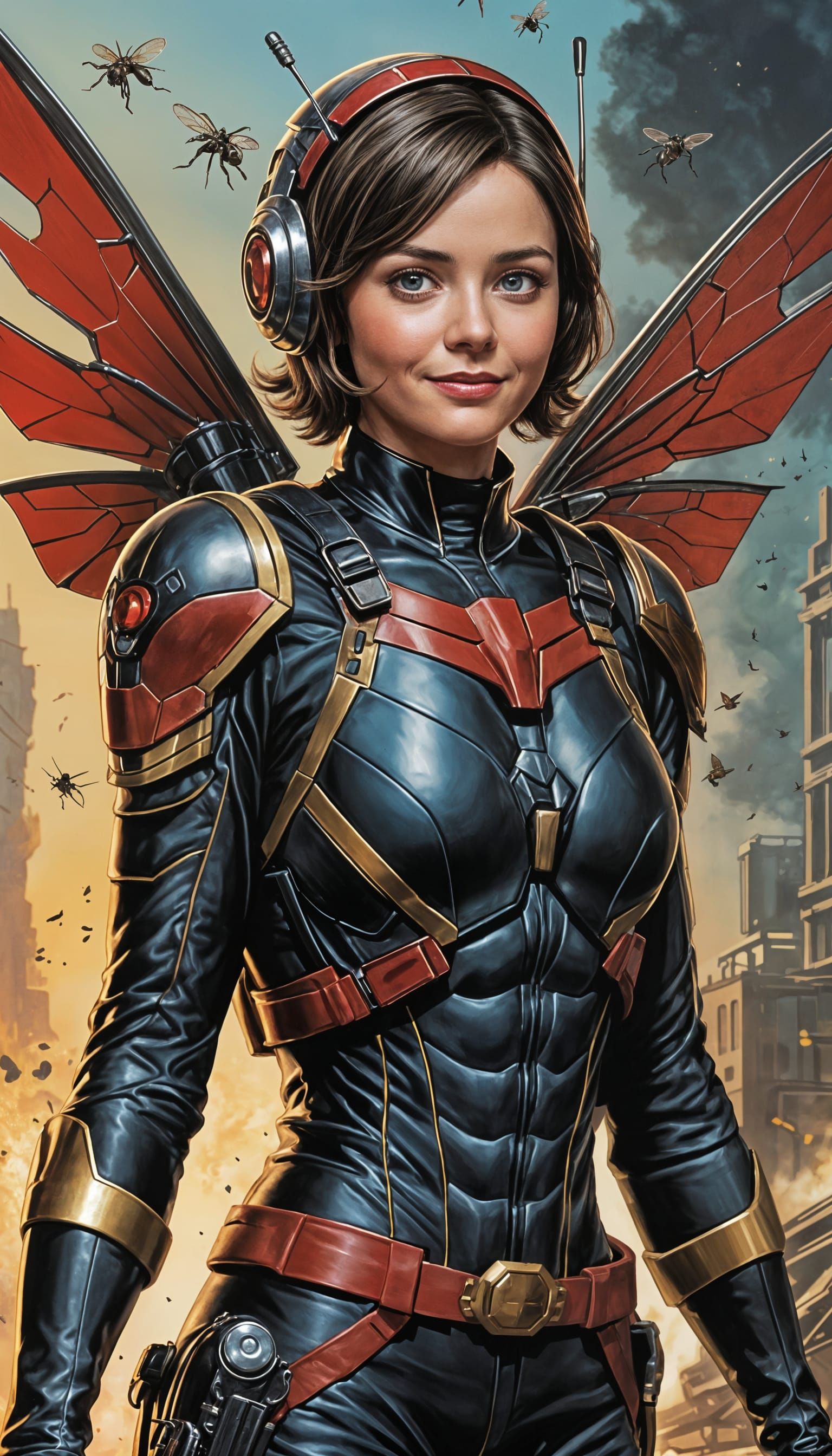 Jenna Coleman as The Wasp in Comic Book Art