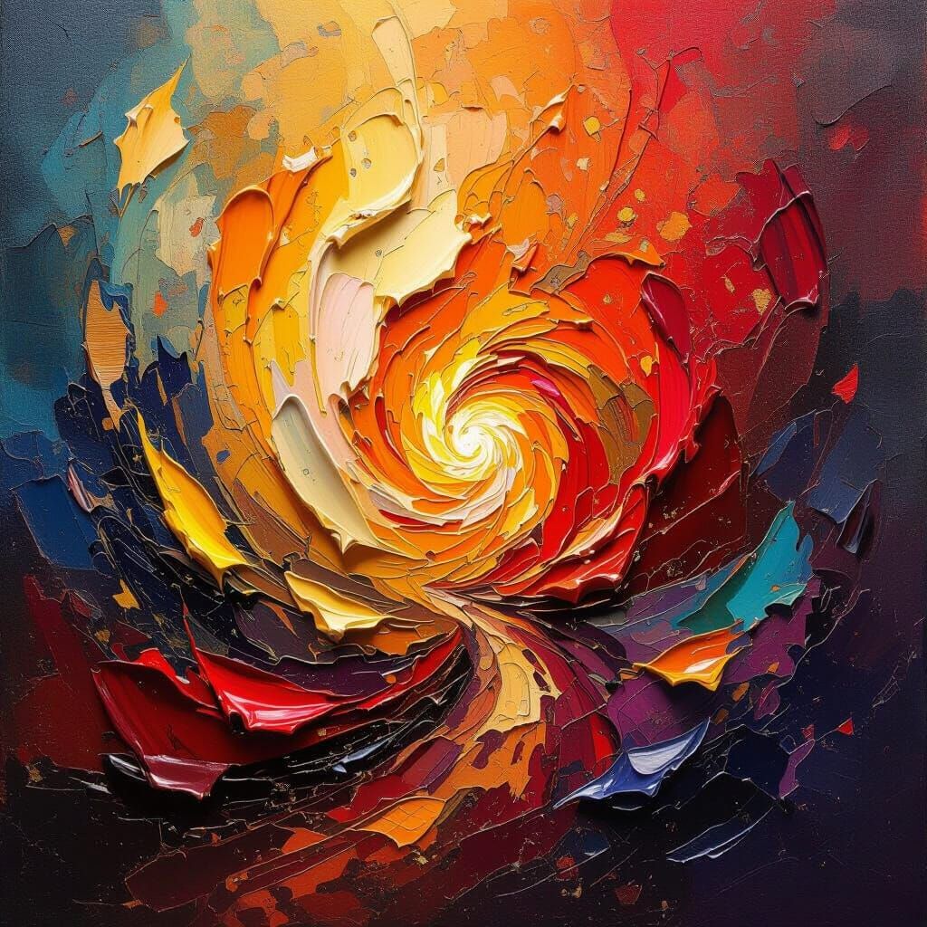 Abstract Oil Painting of Inner Fire, Hopeful Emergence
