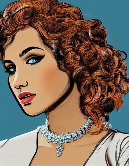 Elegant Woman in Pautasso Style Digital Art