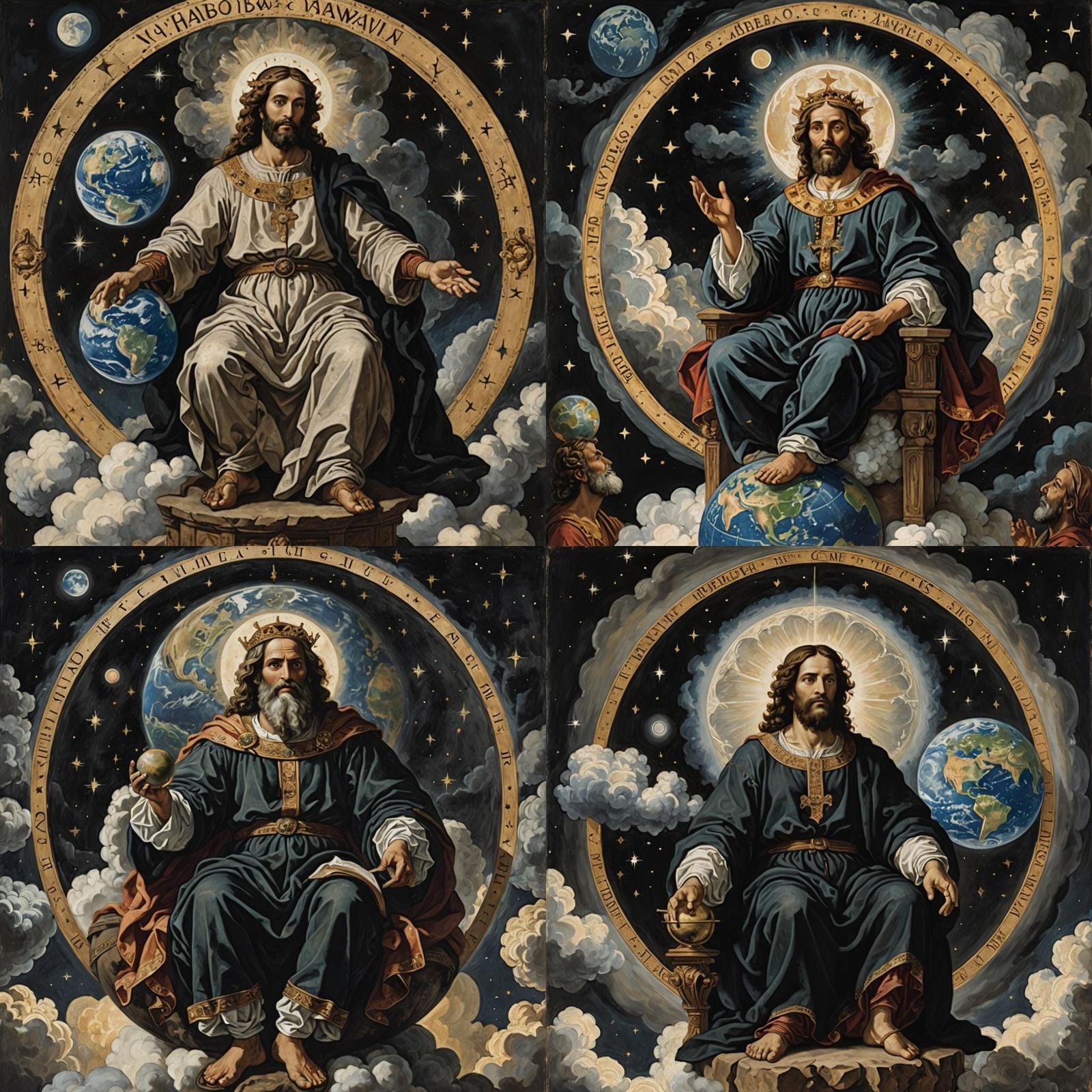 Renaissance Painting of Yahweh Over Earth