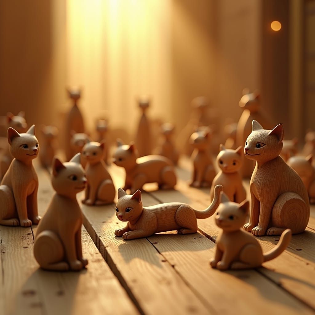 Wooden Cats