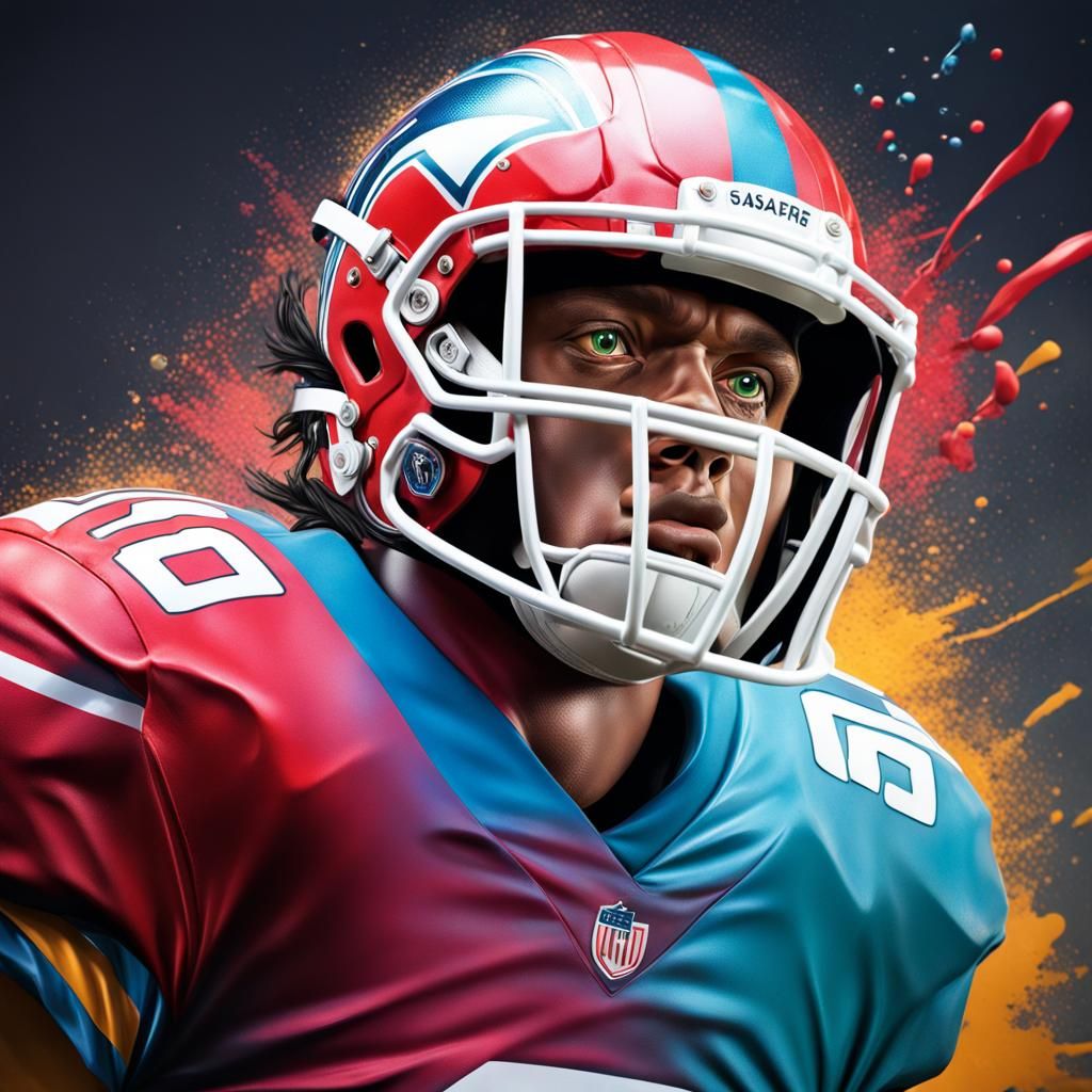 Hyperrealistic Football in Splash Art Style