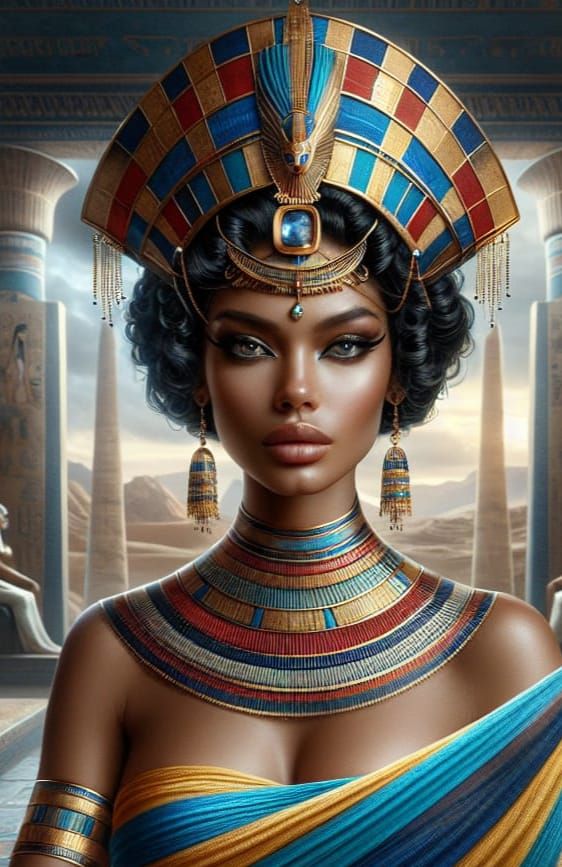 Elegant Goddess of Weaving in Ancient Egyptian Temple