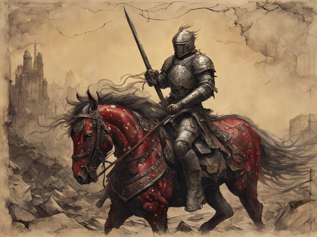 Fearsome Crimson Knight Dominates Smoldering Battlefield in...