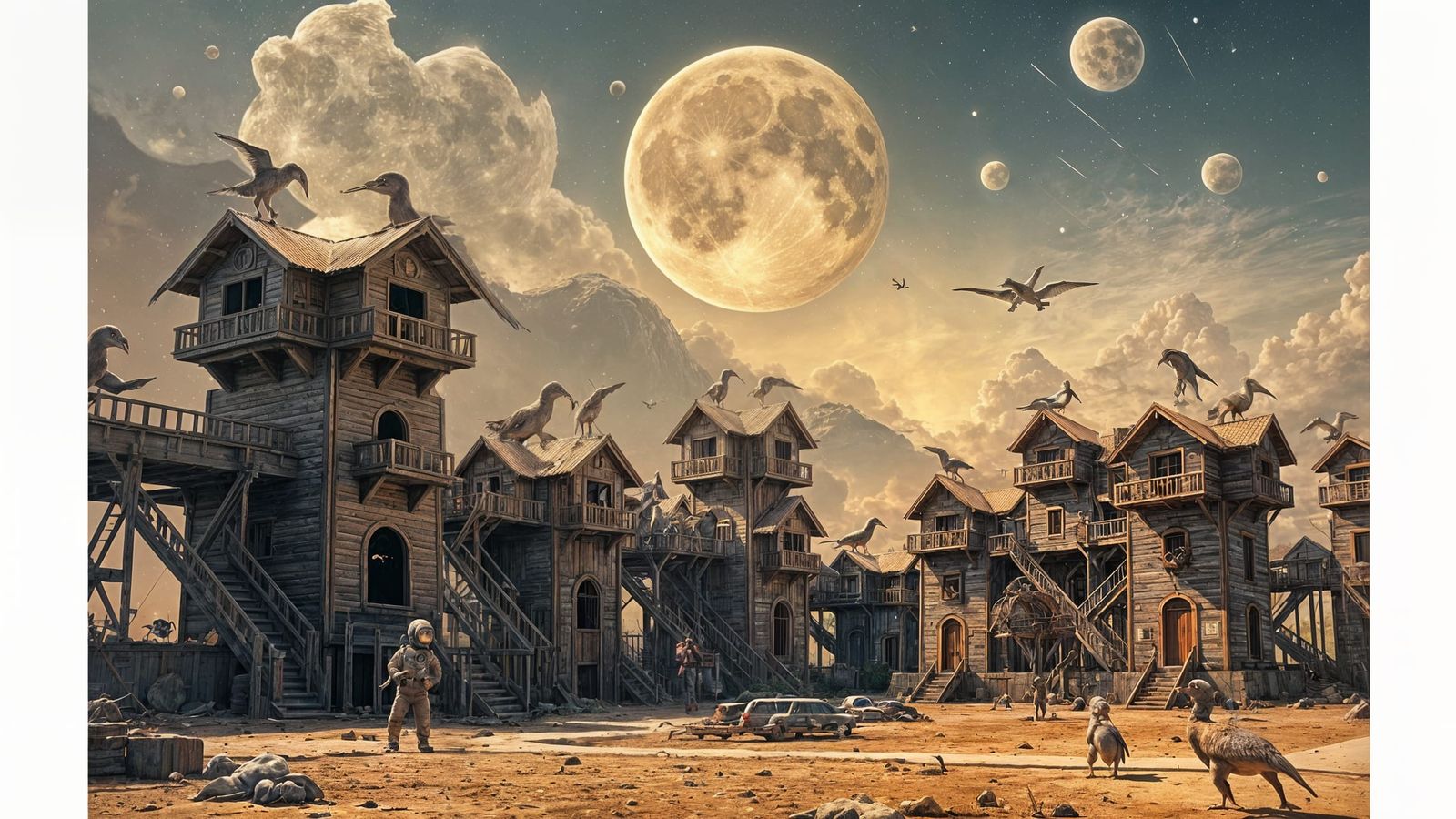 Surreal Town of Pterodactyl Birdhouses