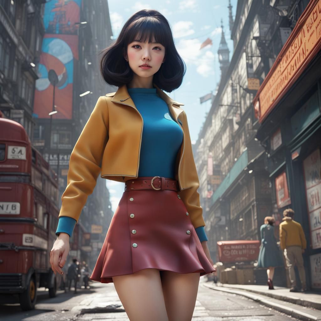 1960s Fashion in London Street Art Style