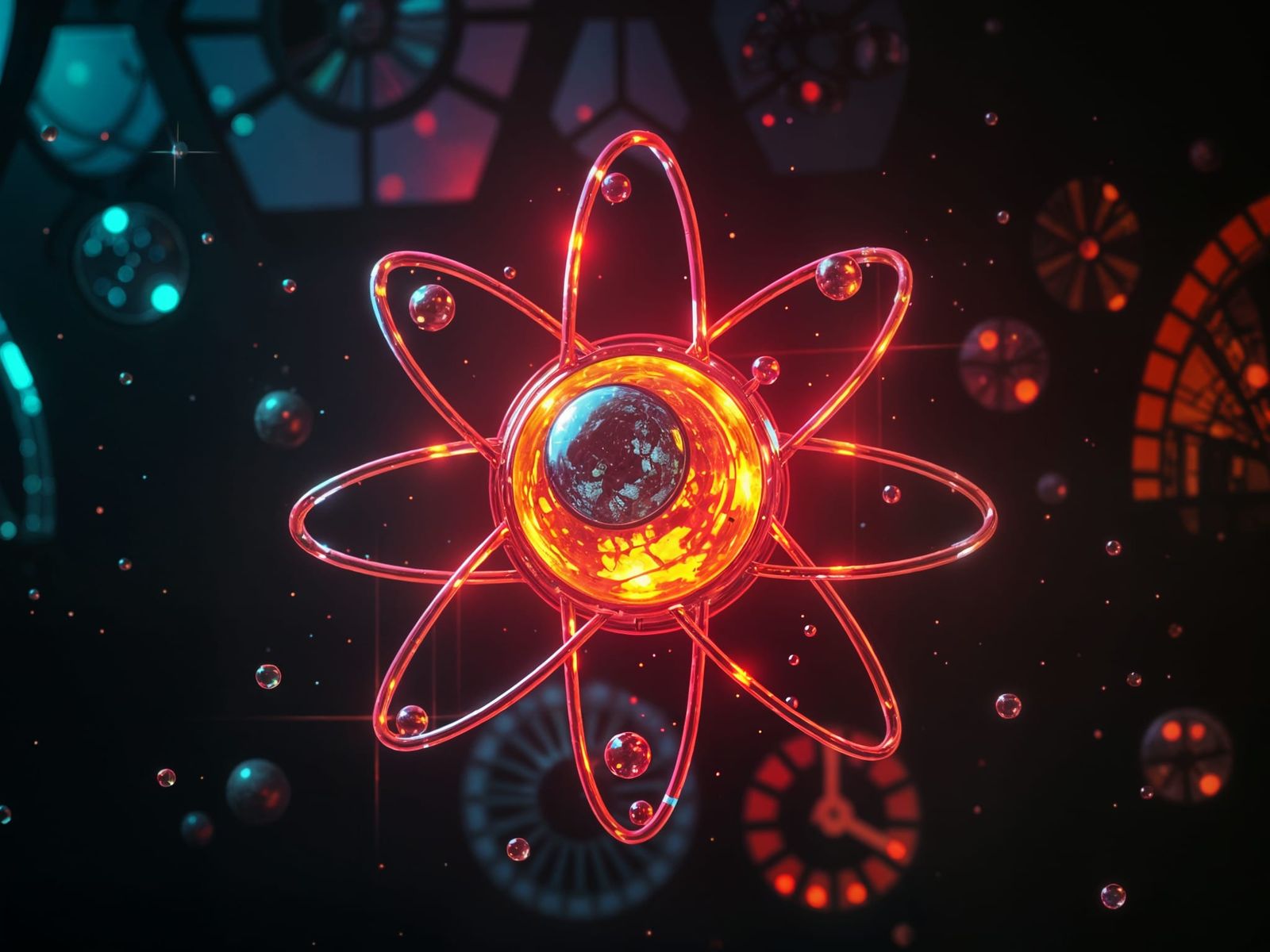 Stained Glass Atom in Vivid Digital Painting