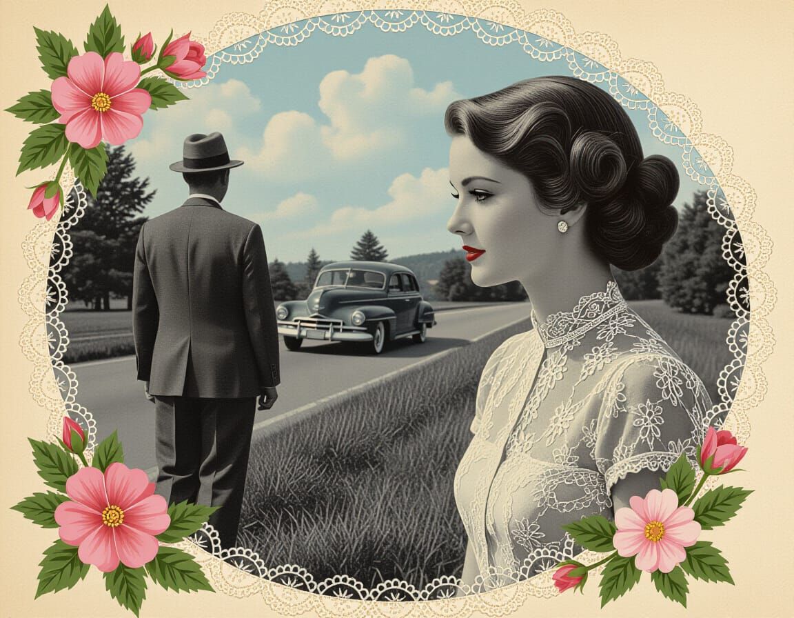 Ultrarealistic Vintage Lace Collage Art