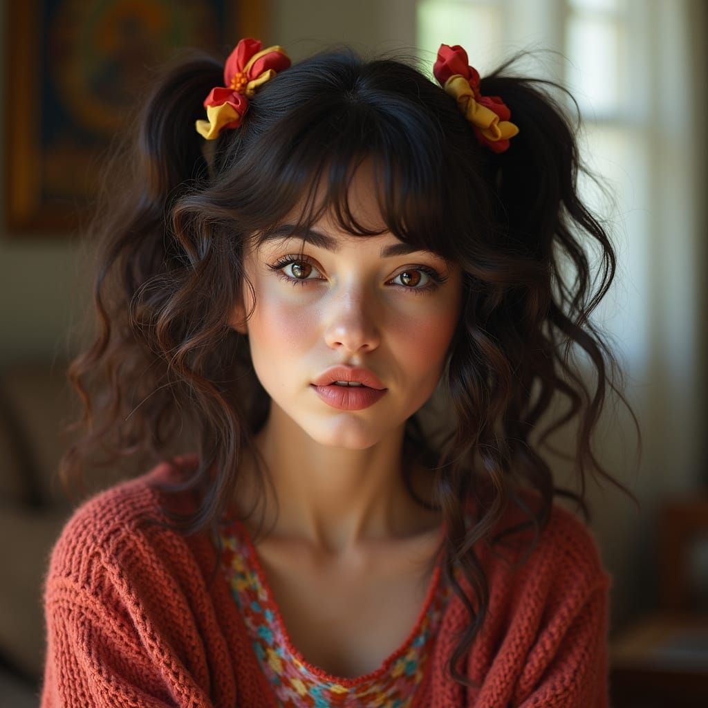 Rubenesque Woman Portrait in Art Nouveau Style