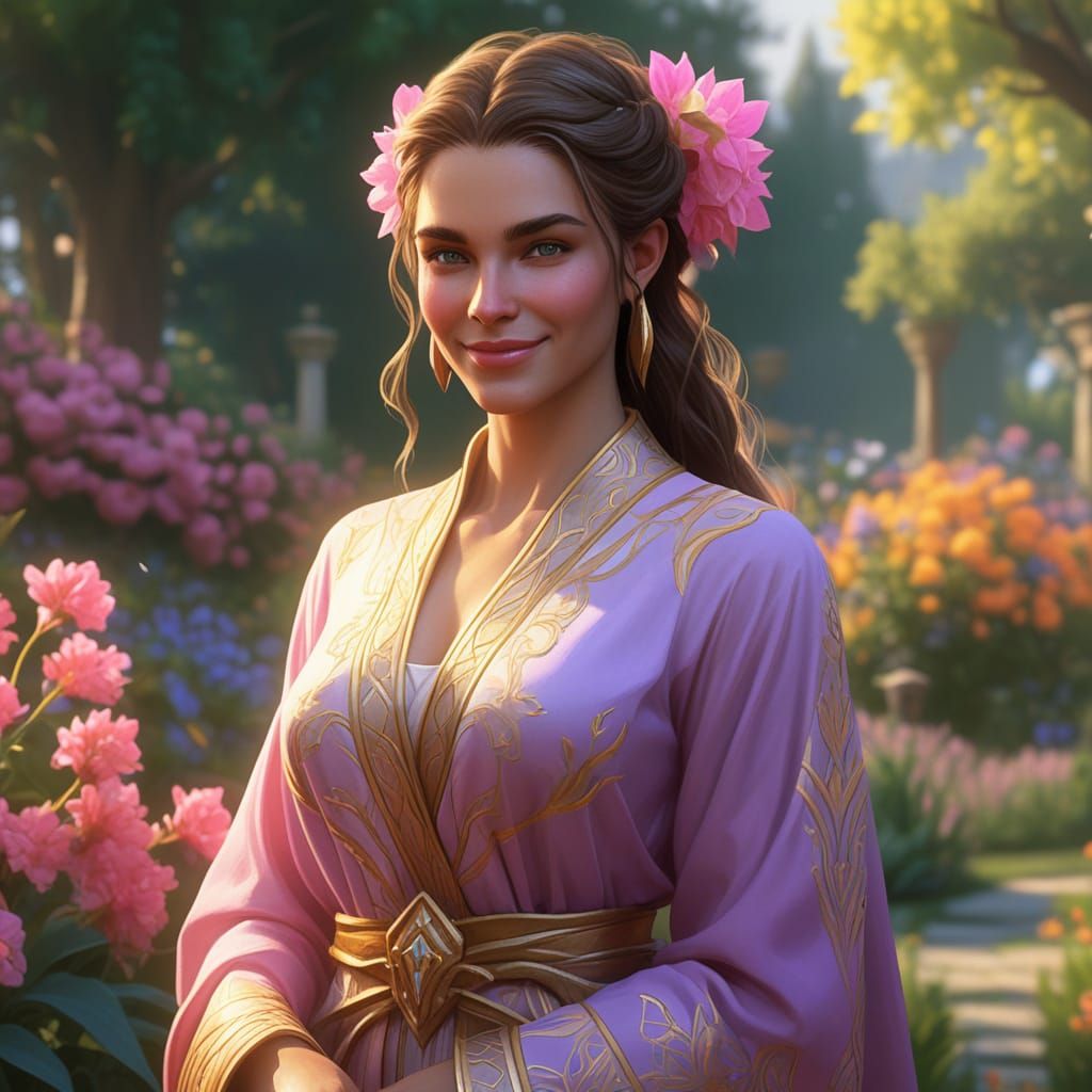 Dibella Aedra in Vibrant Garden Concept Art