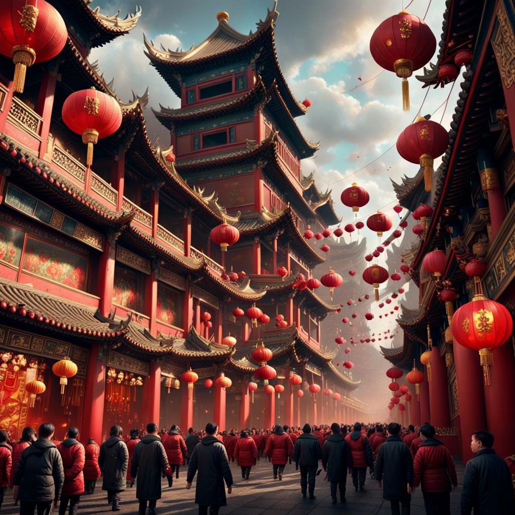 Dramatic Chinese New Year Digital Painting