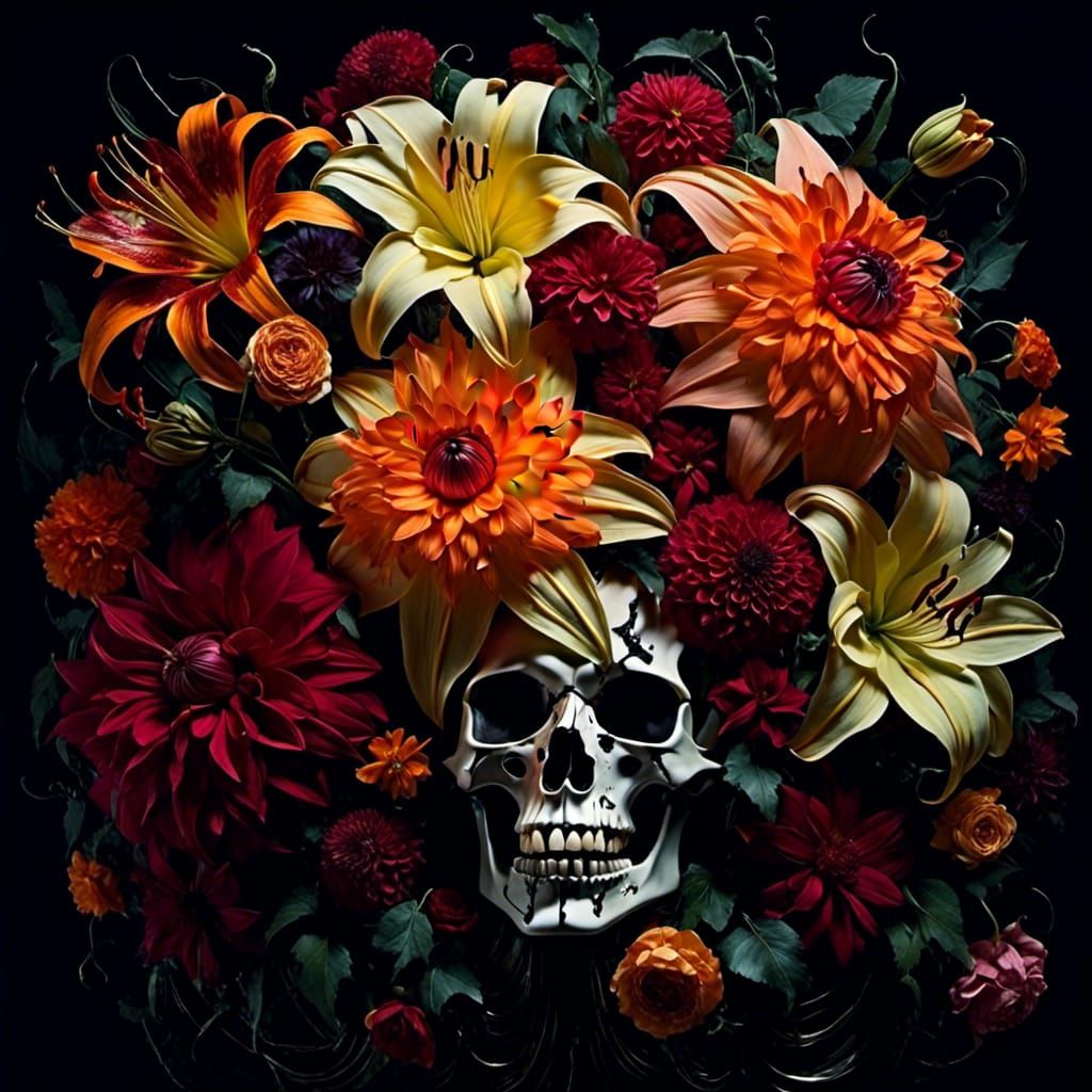 Dreamy Dahlias and Tiger Lilies in Maximalist Style