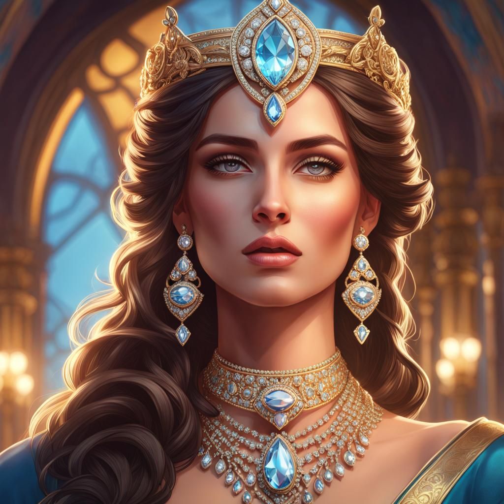 Woman in Diamond Jewelry: Hyperdetailed Art Portrait