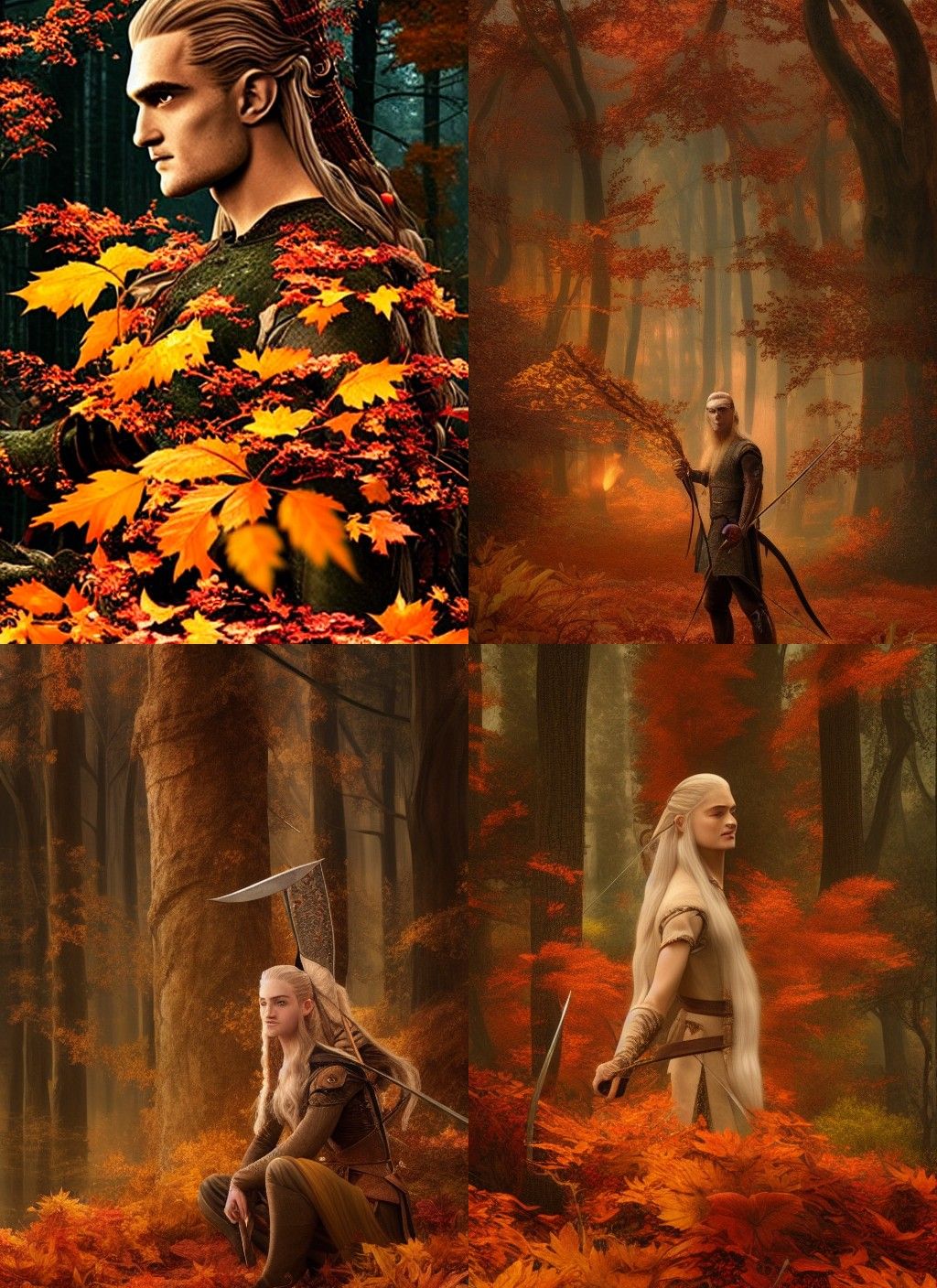 Legolas in Autumn Forest: Elegant Digital Illustration