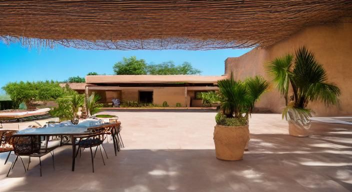 Design a Hacienda terrace, modern mexican architecture style