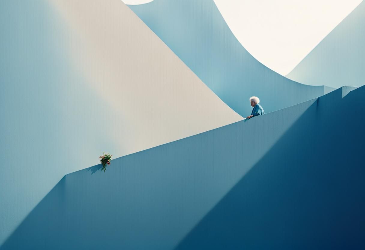 Grandma Portrait Between Blue Walls: Concept Art