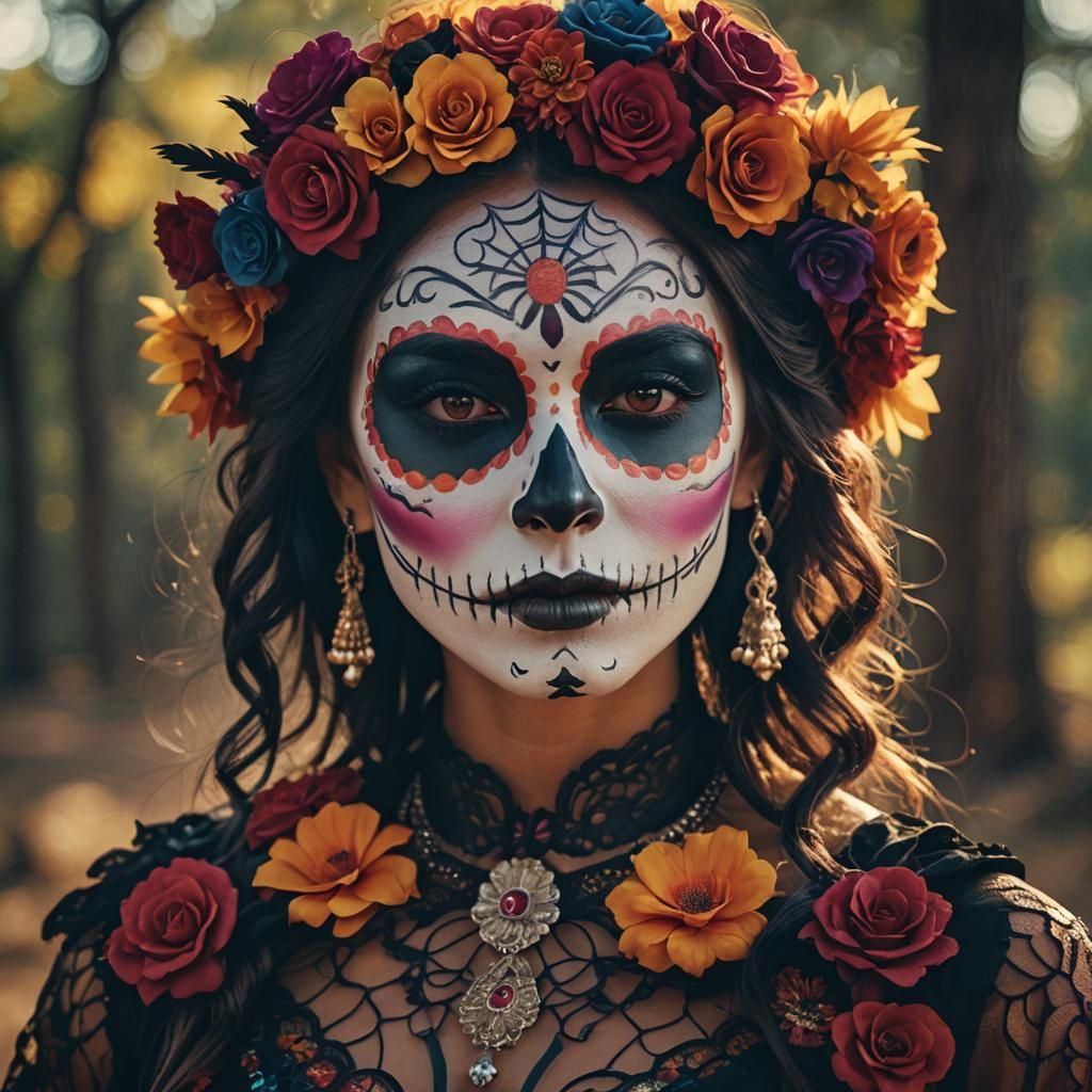 Woman with Día de los Muertos Face Paint