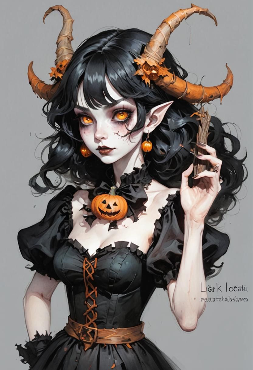 Eerie Witch in Graveyard: Dark Fantasy Artwork