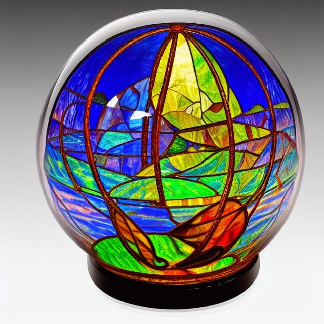 Snowglobe in Stained Glass Style with Triadic Colors