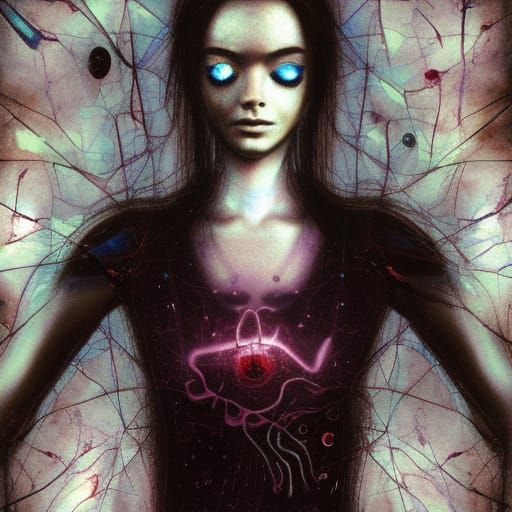 Cyborg Observes Human: Biopunk Steampunk Schematic