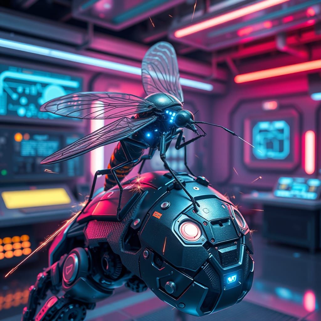 Cybernetic Mosquito Extracts Energy from Robotic Fly