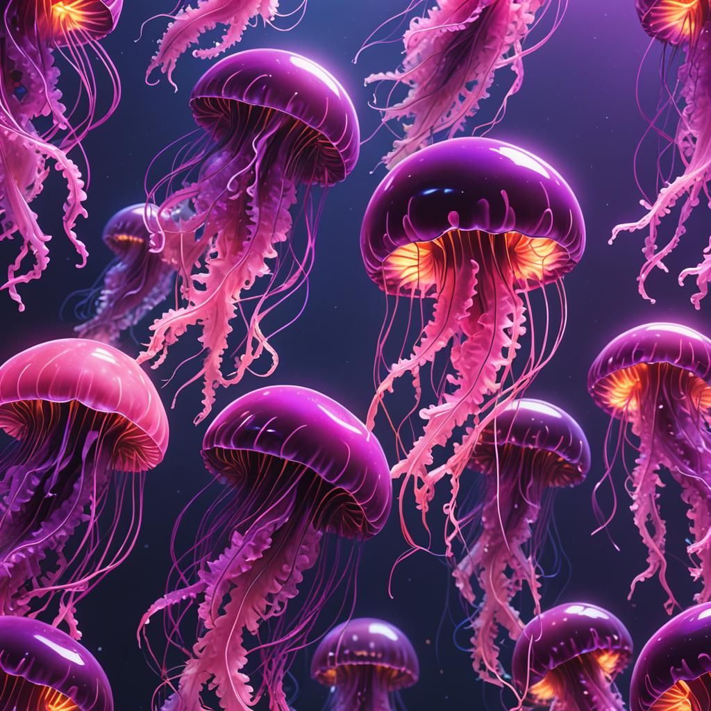 Neon Jellyfish Fantasy Concept Art