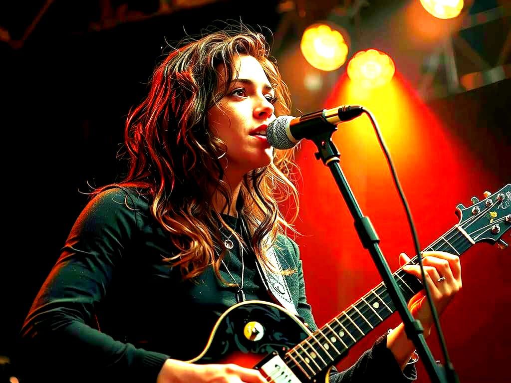 Female Singer Stage Portrait in Impressionist Style