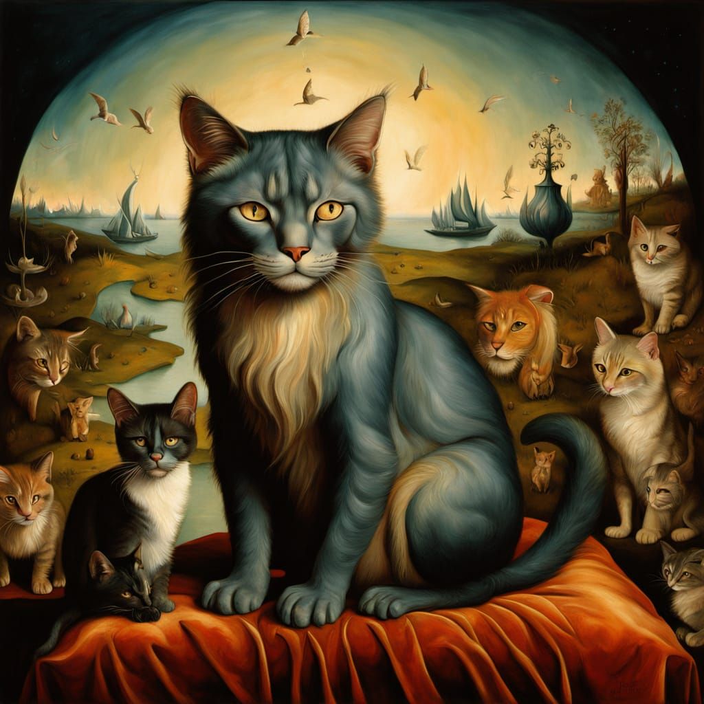 Surreal Cat's Dream of Becoming a Lion