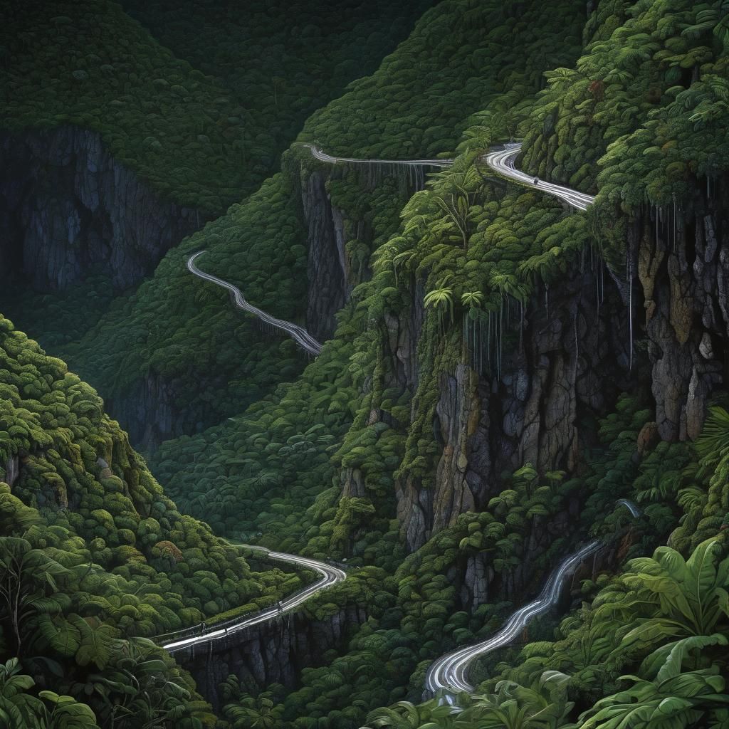 Surreal Bioluminescent North Yungas Road in Amazon
