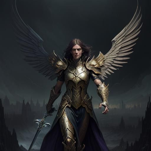 Archangel Michael in Dark Fantasy Art Nouveau Style