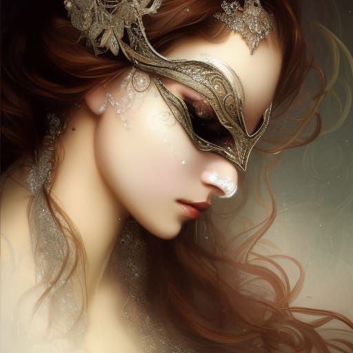 Moonlight Masquerade Princess in Art Nouveau Style