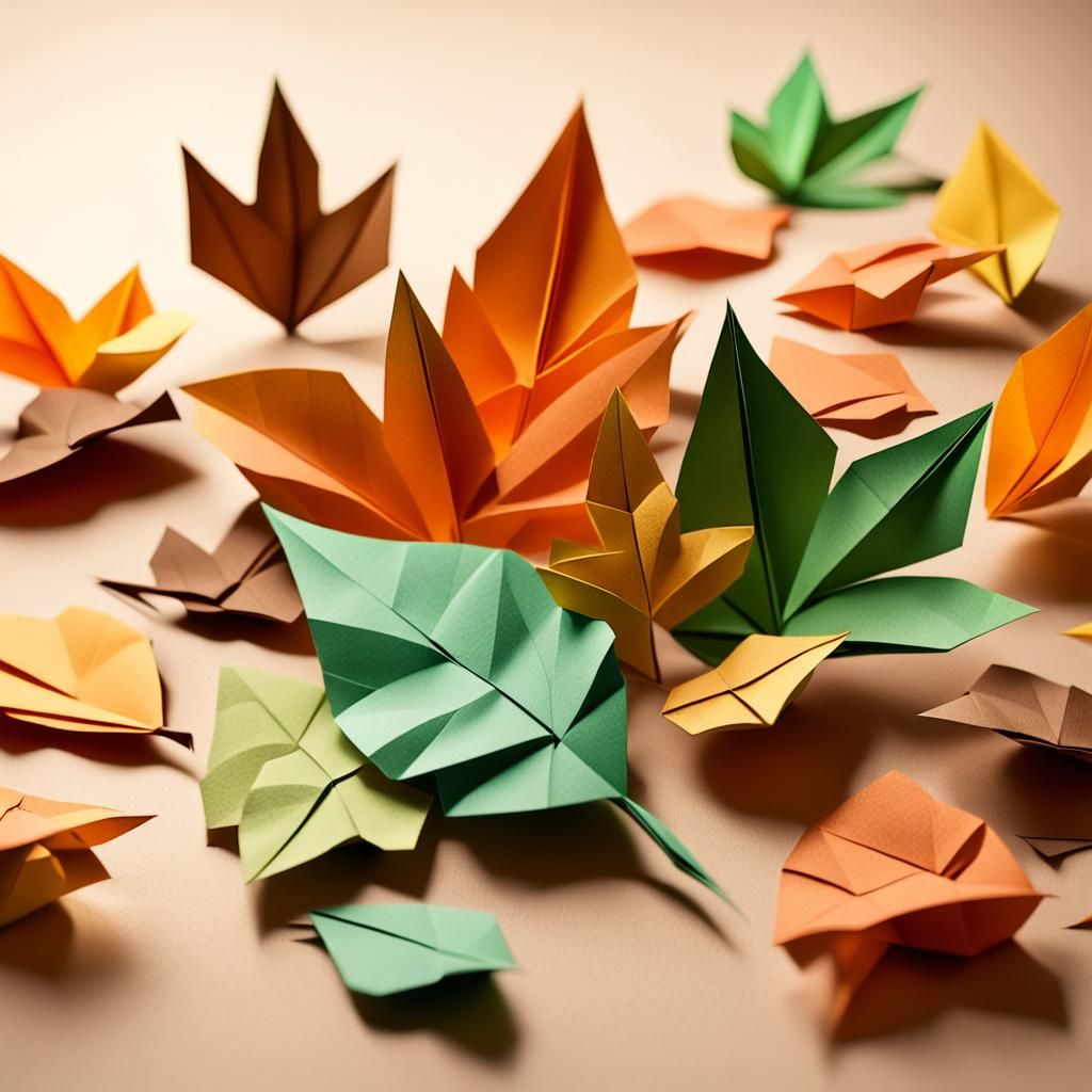 Paper Leaves Falling: Vibrant Papercraft Art