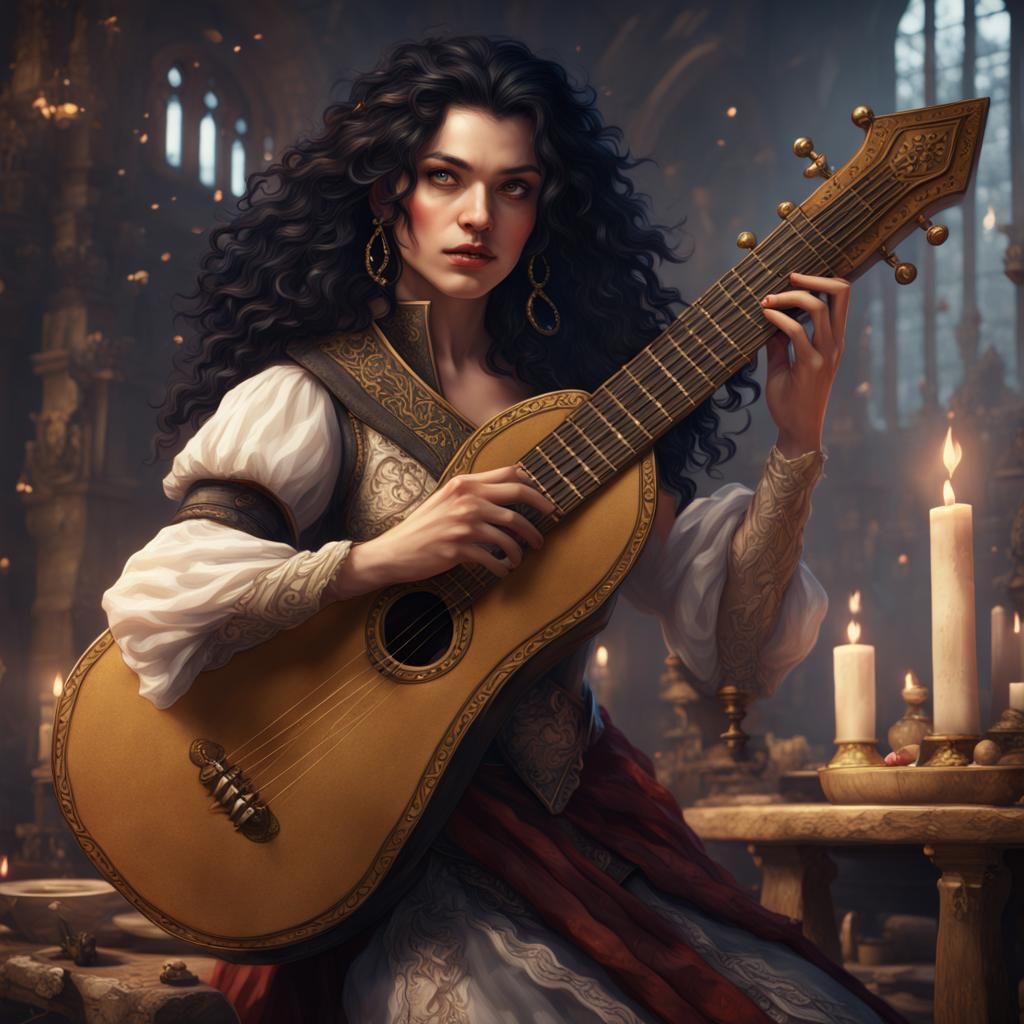 Detailed Matte Painting of a Fantasy Bard