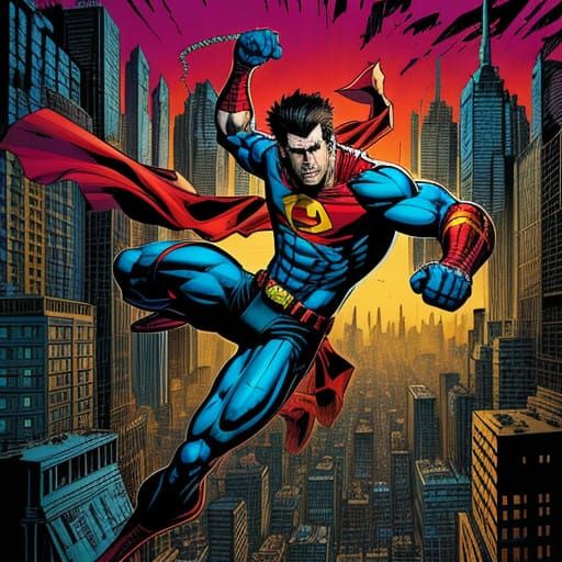 Dramatic Comic Book Cityscape with Gritty Texture