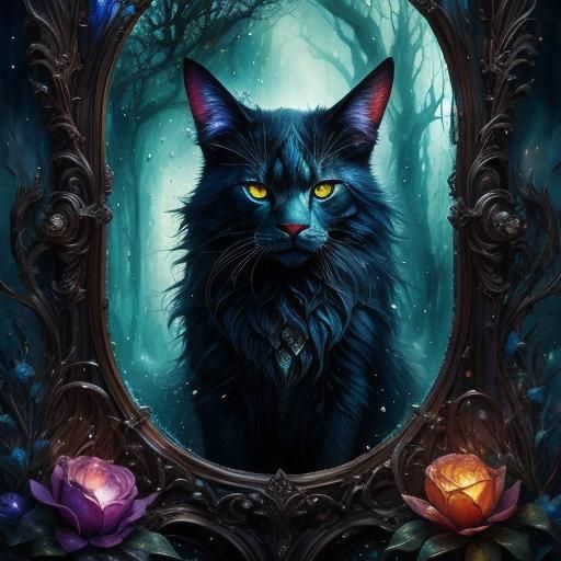 Dark Fantasy Shattered Mirror in Alcohol Ink Style