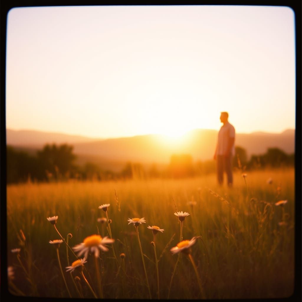 Warm Sunset Scene in Soft Focus with Distinct Old Mobile Pho...