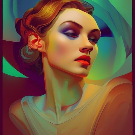 Crystal Skull Art Deco Portrait in Acrylic