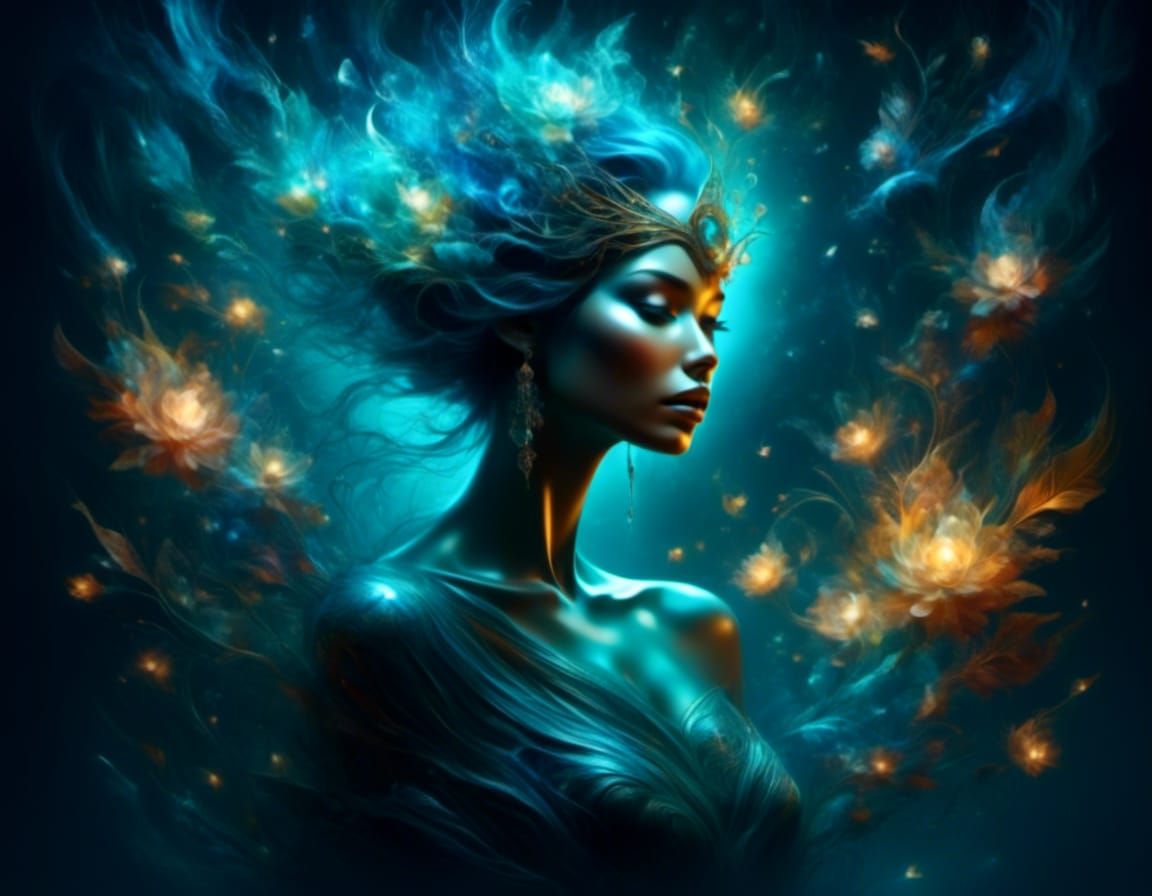 Distressed Fairy Dissolving on Crescent Moon