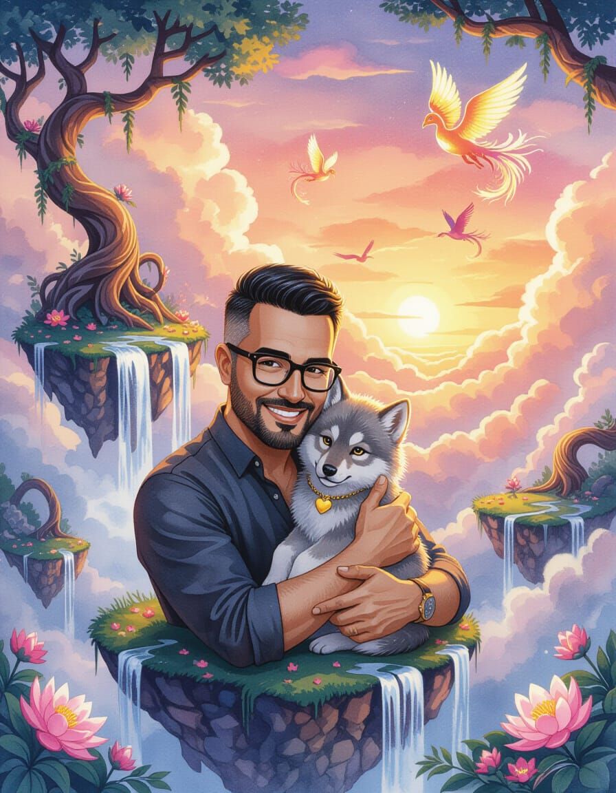 Turkish Man Embraces Wolf Pup on Floating Island