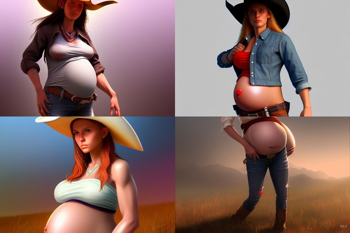 Pregnant Cowgirl: Hyperdetailed Concept Art