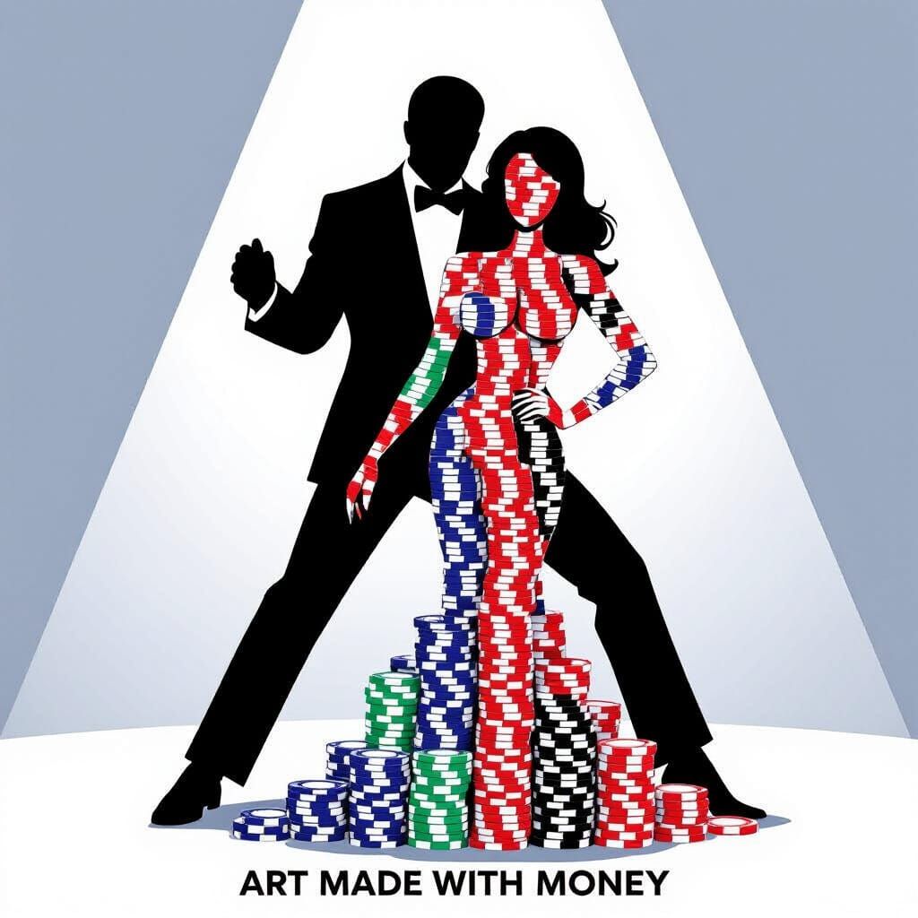 Casino Chip Silhouettes: Bond Spy Poster Art