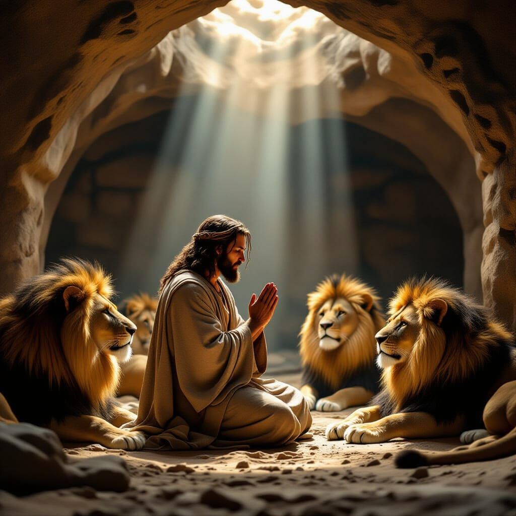 Daniel in the Lions' Den: Biblical Fantasy Art