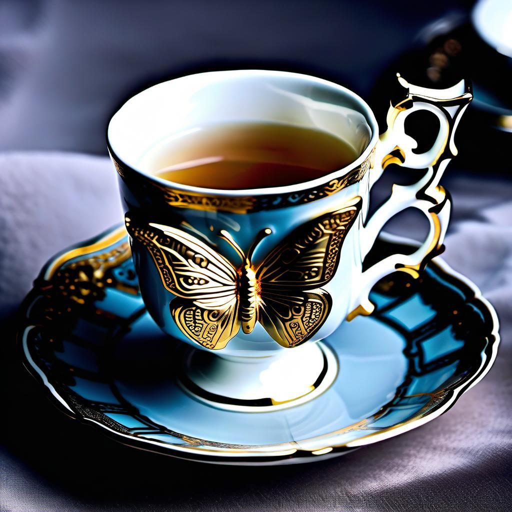 Chipped Villari Porcelain Teacup in Harrods, Photo