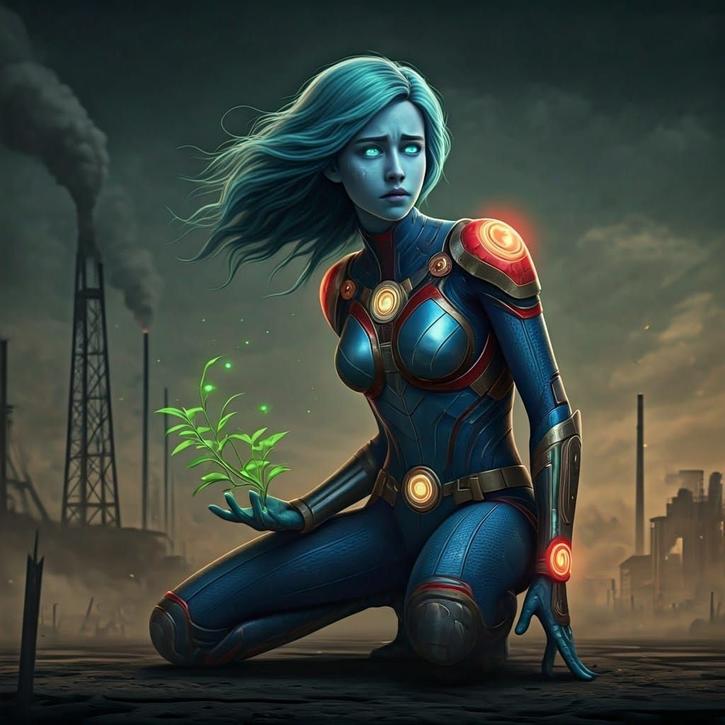 Planetina's Heroic Stand in Polluted World