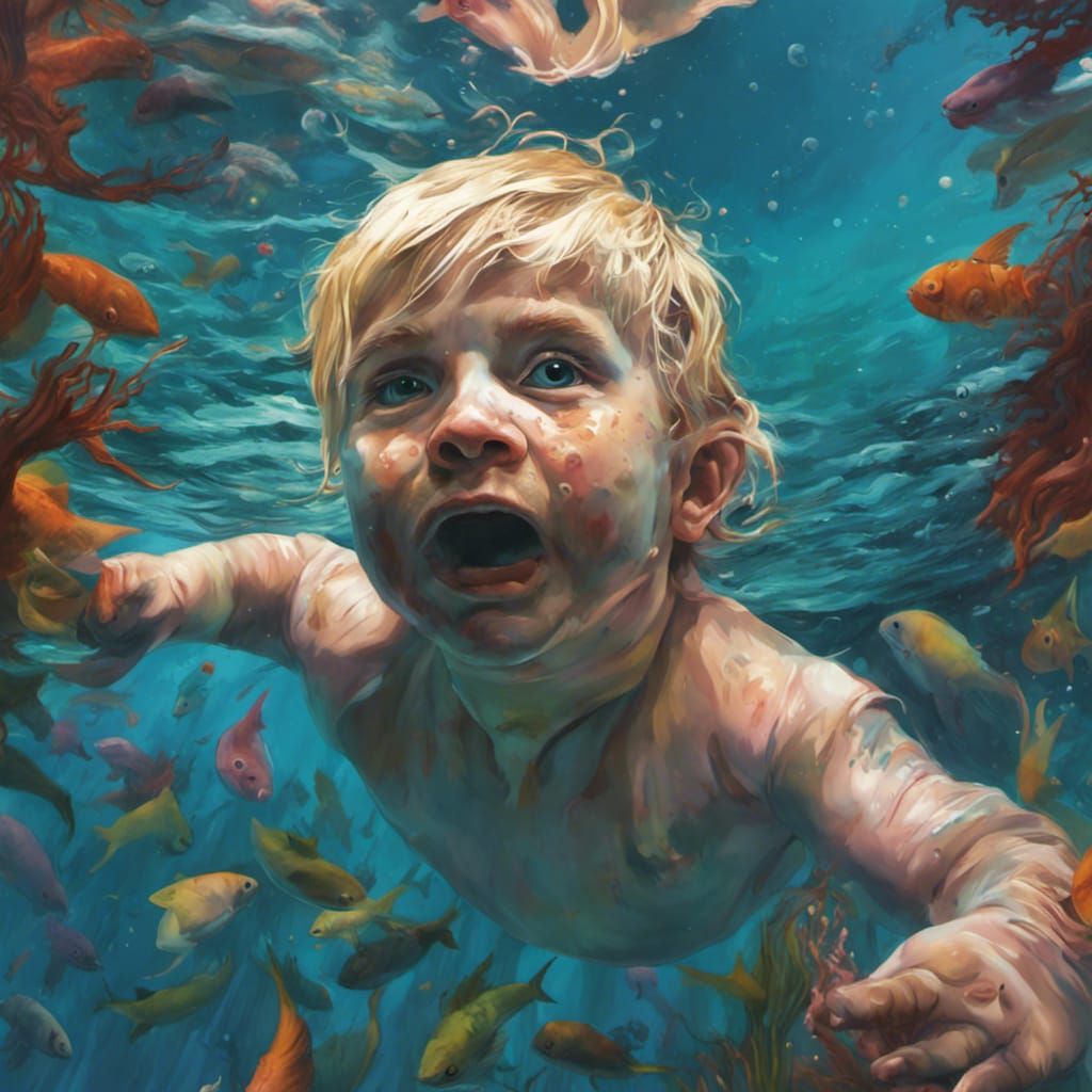 Hyperrealistic Underwater Baby: Album Cover Recreation