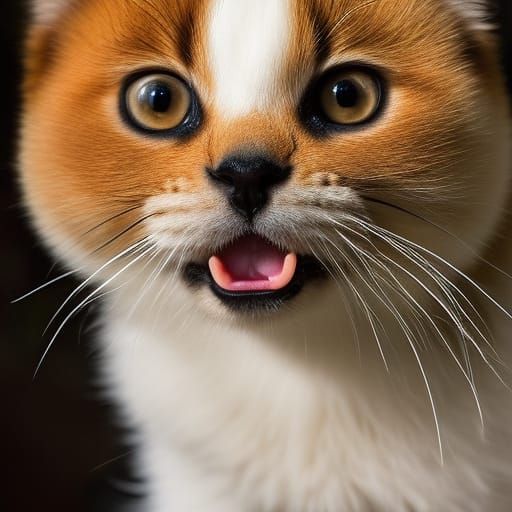 Adorable Kitten and Smiling Girl: Digital Art