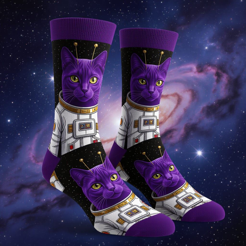 Alien Cats in Spacesuits Sock Design