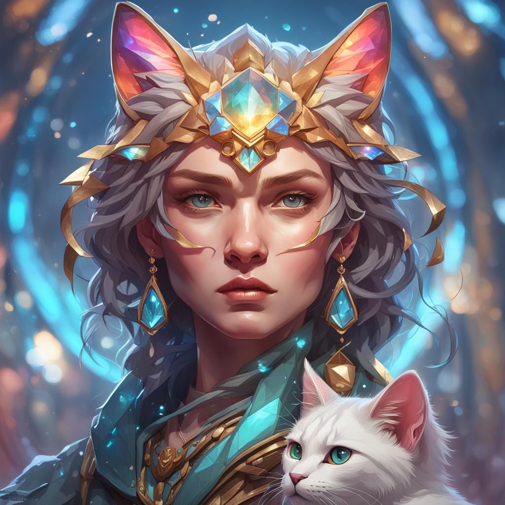 Hyperdetailed Crystal Cat Portrait in Unreal Engine 5