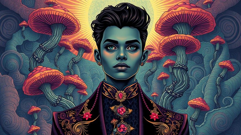 Hallucinatory Portrait in Dark Whimsical Style