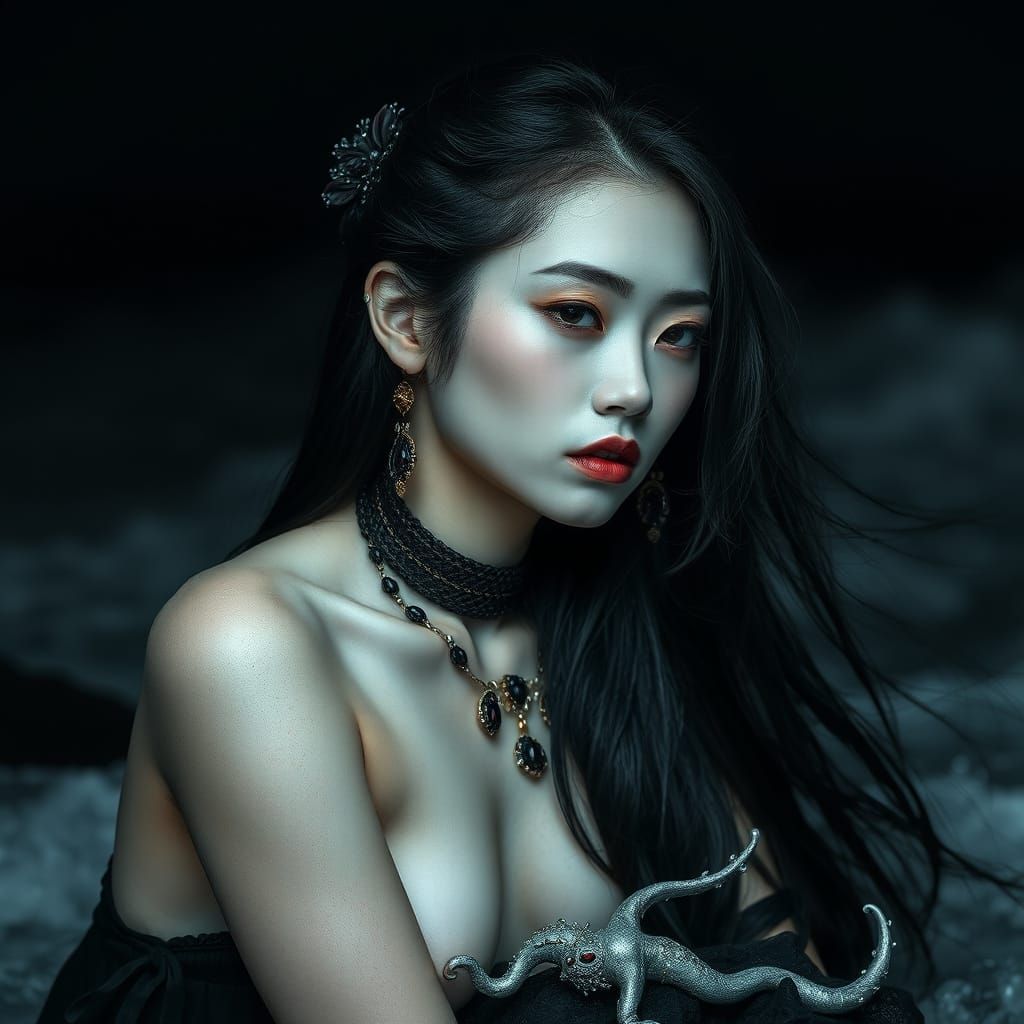 Mysterious Chinese Witch in Stormy Seas